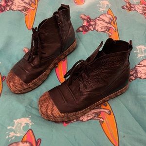 Platform espadrille Black High Top Lace Up and Side Zip Shoes